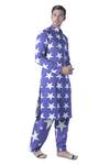 Debarun_Blue Spun Cotton Printed Kurta And Pant Set  _Online_at_Aza_Fashions