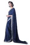 Debarun_Blue Crepe Silk Embroidered Saree  _Online_at_Aza_Fashions