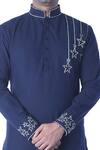 Buy_Debarun_Blue Handloom Cotton, Cambric Embroidered Kurta Set _Online_at_Aza_Fashions