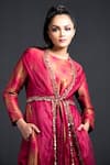 Shop_Neha & Tarun_Purple Kurta Banarasi Silk Round Organza Cape And Set _Online_at_Aza_Fashions