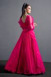 Shop_Neha & Tarun_Pink Organza, Crepe U Neck Flared Lehenga Set _at_Aza_Fashions