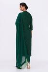 Shop_Nakul Sen_Green Chiffon Embroidery Mandarin Collar Sequin Kurta Set  _at_Aza_Fashions