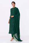Buy_Nakul Sen_Green Chiffon Embroidery Mandarin Collar Sequin Kurta Set  _Online_at_Aza_Fashions