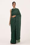 Buy Nakul Sen Green Chiffon Sequin V Neck Embroidered Saree Set at Aza Fashions Buy_Nakul Sen_Green Chiffon Sequin V Neck Embroidered Saree Set _at_Aza_Fashions