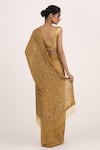 Shop_Nakul Sen_Gold Chiffon Embroidered Sequin Scoop Neck Saree Set _at_Aza_Fashions