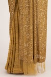 Shop_Nakul Sen_Gold Chiffon Embroidered Sequin Scoop Neck Saree Set _Online_at_Aza_Fashions