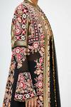 Shop_Nakul Sen_Black Chiffon Jacket: Mandarin Collar Embroidered And Skirt Set For Women_Online_at_Aza_Fashions