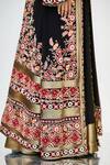 Nakul Sen_Black Chiffon Jacket: Mandarin Collar Embroidered And Skirt Set For Women_at_Aza_Fashions