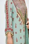 Shop_Nakul Sen_Green Chiffon Round Embroidered Kurta Set_Online_at_Aza_Fashions