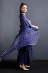 Shop_Neha & Tarun_Blue Anarkali And Pant Modal Satin Cotton, Dupatta Organza Embroidered Set _Online_at_Aza_Fashions