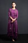 Buy_Neha & Tarun_Purple Modal Satin Cotton Round Embroidered Kurta And Pant Set _at_Aza_Fashions