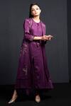 Buy_Neha & Tarun_Purple Modal Satin Cotton Round Embroidered Kurta And Pant Set _Online_at_Aza_Fashions