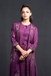 Shop_Neha & Tarun_Purple Modal Satin Cotton Round Embroidered Kurta And Pant Set _Online_at_Aza_Fashions