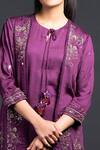 Neha & Tarun_Purple Modal Satin Cotton Round Embroidered Kurta And Pant Set _at_Aza_Fashions