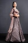 Neha & Tarun_Grey Blouse Natural Crepe, Dupatta Chiffon, Lehenga Modal Embroidered Set _Online_at_Aza_Fashions
