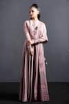 Buy_Neha & Tarun_Pink Chanderi Silk Round Gown _Online_at_Aza_Fashions