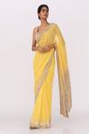 Buy_Nakul Sen_Yellow Chiffon Sequin Embroidered Saree Set_at_Aza_Fashions