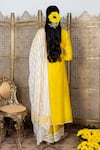 Shop_Nadima Saqib_Yellow Kurta Chanderi Palazzo Dupion Silk And Dupatta Georgette Mirror, Set _at_Aza_Fashions