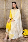 Buy_Nadima Saqib_Yellow Kurta Chanderi Palazzo Dupion Silk And Dupatta Georgette Mirror, Set _at_Aza_Fashions