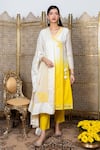 Buy_Nadima Saqib_Yellow Kurta Chanderi Pants Dupion Silk And Dupatta Georgette Angarkha Set _at_Aza_Fashions