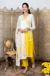 Nadima Saqib_Yellow Kurta Chanderi Pants Dupion Silk And Dupatta Georgette Angarkha Set _Online_at_Aza_Fashions