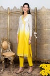 Buy_Nadima Saqib_Yellow Kurta Chanderi Pants Dupion Silk And Dupatta Georgette Angarkha Set _Online_at_Aza_Fashions