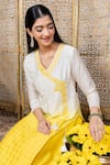 Shop_Nadima Saqib_Yellow Kurta Chanderi Pants Dupion Silk And Dupatta Georgette Angarkha Set _Online_at_Aza_Fashions