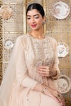 Shop_Nadima Saqib_Beige Anarkali Chanderidupatta Net Dori And Abla Work Chanderi With Dupatta _Online_at_Aza_Fashions