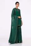 Nakul Sen_Green Chiffon Sequin Keyhole Embroidered Kurta Set _Online_at_Aza_Fashions