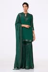 Buy_Nakul Sen_Green Chiffon Sequin Keyhole Embroidered Kurta Set _Online_at_Aza_Fashions