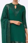 Nakul Sen_Green Chiffon Sequin Keyhole Embroidered Kurta Set _at_Aza_Fashions