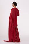 Shop_Nakul Sen_Red Chiffon Sequin Keyhole Embroidered Kurta Set _at_Aza_Fashions