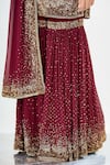 Buy_Nakul Sen_Maroon Chiffon Mandarin Collar Embroidered Kurta Sharara Set  _Online_at_Aza_Fashions