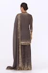 Nakul Sen_Grey Chiffon Sequin Mandarin Collar Embroidered Kurta Set _Online_at_Aza_Fashions