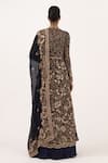 Shop_Nakul Sen_Blue Chiffon Floral Mandarin Collar Embroidered Jacket Lehenga Set_at_Aza_Fashions
