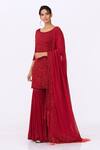 Buy_Nakul Sen_Red Chiffon Embroidery Round Sequin Kurta Set  _Online_at_Aza_Fashions