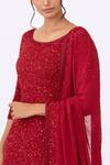 Shop_Nakul Sen_Red Chiffon Embroidery Round Sequin Kurta Set  _Online_at_Aza_Fashions