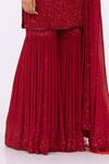 Nakul Sen_Red Chiffon Embroidery Round Sequin Kurta Set  _at_Aza_Fashions