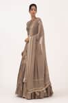 Buy_Nakul Sen_Brown Chiffon Sequin Round Embroidered Lehenga Set_Online_at_Aza_Fashions