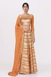 Buy_Nakul Sen_Orange Chiffon Sequin Round Embroidered Lehenga Set _at_Aza_Fashions