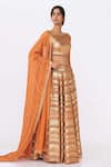 Nakul Sen_Orange Chiffon Sequin Round Embroidered Lehenga Set _Online_at_Aza_Fashions