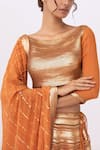 Nakul Sen_Orange Chiffon Sequin Round Embroidered Lehenga Set _at_Aza_Fashions