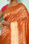 Buy_Nazaakat by Samara Singh_Orange Banarasi Katan Woven Floral Saree_Online_at_Aza_Fashions