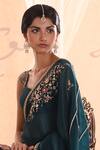 Shop Nadima Saqib Green Habutai , Organza Sweetheart Neck Embroidered Saree at Aza Fashions Shop_Nadima Saqib_Green Habutai , Organza Sweetheart Neck Embroidered Saree _at_Aza_Fashions