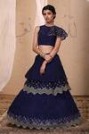 Buy Nadima Saqib Blue Habutai , Organza Round Embroidered Lehenga Set at Aza Fashions Buy_Nadima Saqib_Blue Habutai , Organza Round Embroidered Lehenga Set _at_Aza_Fashions