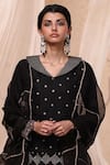 Shop_Nadima Saqib_Black Habutai Silk Peter Pan Organza Embroidered Kurta Lehenga Set _at_Aza_Fashions