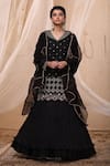 Buy_Nadima Saqib_Black Habutai Silk Peter Pan Organza Embroidered Kurta Lehenga Set _at_Aza_Fashions