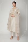 Buy_Nadima Saqib_Beige Habutai , Organza Round Embroidered Kurta Set _at_Aza_Fashions