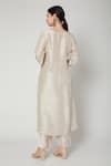 Shop_Nadima Saqib_Beige Habutai , Organza Round Embroidered Kurta Set _at_Aza_Fashions