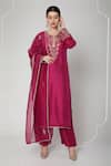 Buy_Nadima Saqib_Pink Organza, Dupion Silk Round Embroidered Kurta Set _at_Aza_Fashions